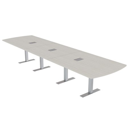 SKUTCHI DESIGNS 14 Person Conference Table w/Metal T Bases And Power And Data Units, Rectangle, 14Ft Sea Salt HAR-AREC-46X168-T-ELEC-XD1026